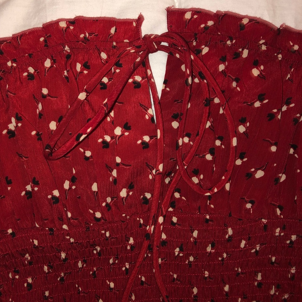 Red floral mini dress